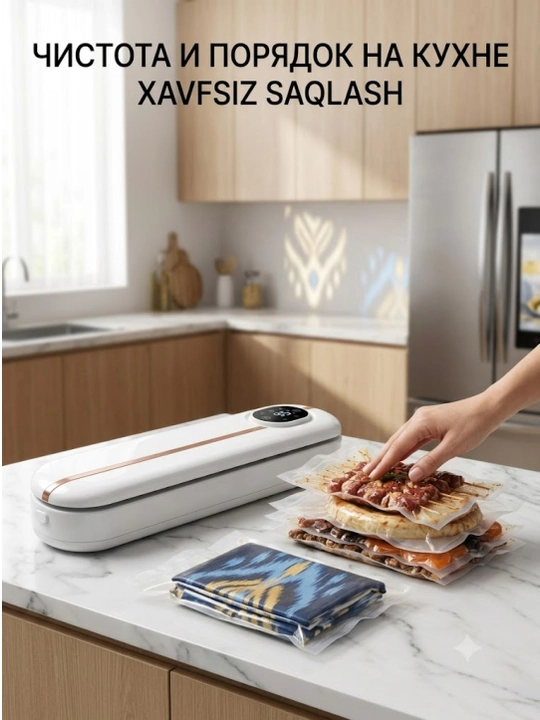 Elektr vakumli qadoqlash mashinasi, uy sharoiti uchun, oson tozalanadi