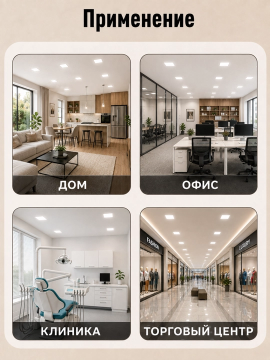 LED chiroq UltraSlim DVO1620 kvadrat 3-18W, 4000K, neytral oq yorug'lik