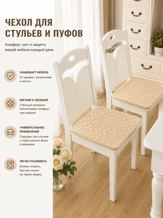 Чехол для стула и пуфов 2шт, Размер 50×50 - 
