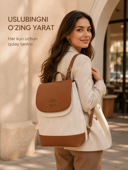 Ayollar uchun nafis eko charm ryukzak, zamonaviy va qulay kundalik yelka sumkasi