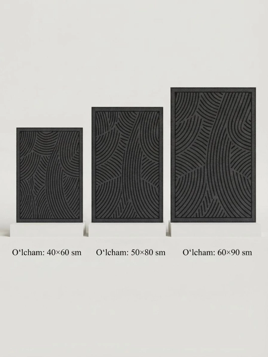 Eshik oldi gilami, qora rang, geometrik naqshli, uy va koridor uchun 40×60 / 50×80 / 60×90