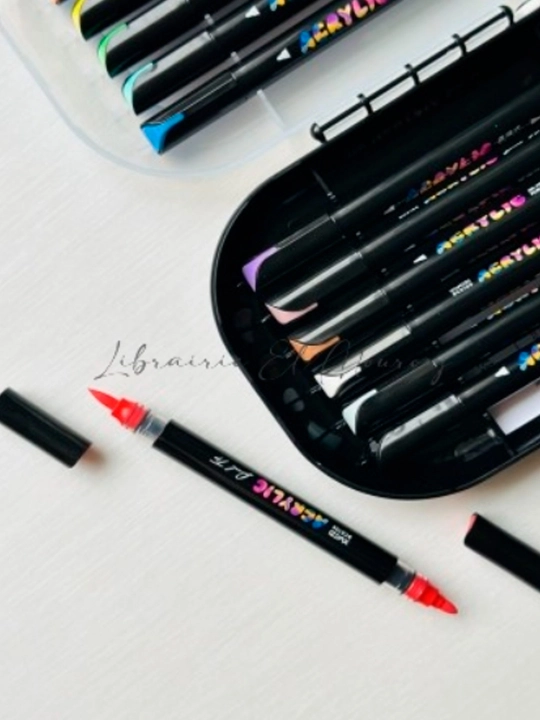 DUAL TIP Acrylic ikki tomonlama markerlar, to‘plamda 12, 24, 36, 48 dona