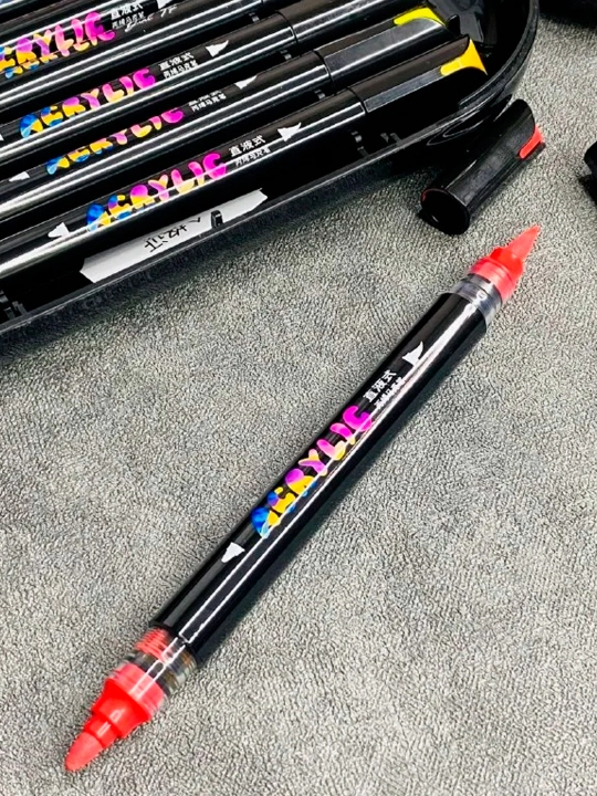 DUAL TIP Acrylic ikki tomonlama markerlar, to‘plamda 12, 24, 36, 48 dona