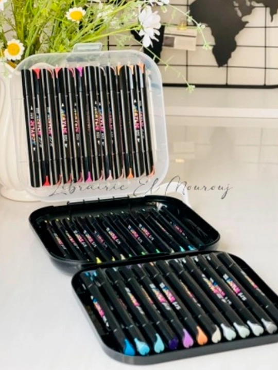 DUAL TIP Acrylic ikki tomonlama markerlar, to‘plamda 12, 24, 36, 48 dona