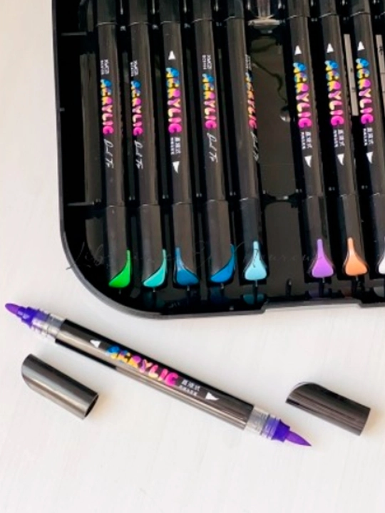 DUAL TIP Acrylic ikki tomonlama markerlar, to‘plamda 12, 24, 36, 48 dona