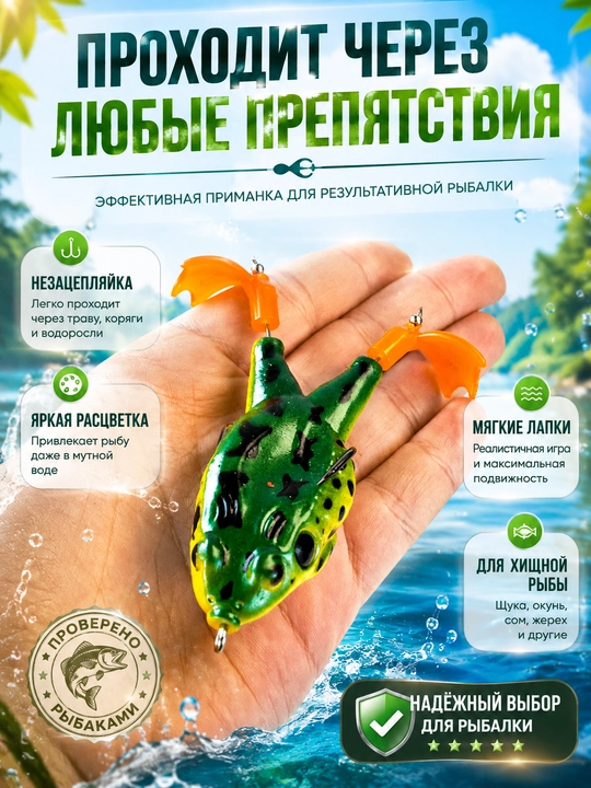 Лягушка для рыбалки незацепляйка 5 шт