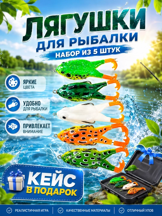 Лягушка для рыбалки незацепляйка 5 шт