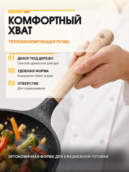 Набор посуды 3 в 1: кастрюля, сковорода и вок с антипригарным покрытием
