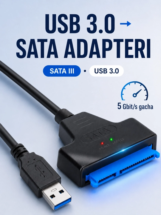 Адаптер USB 3.0 / Type-C — SATA III для 2.5" HDD и SSD, до 5 Гбит/с - 