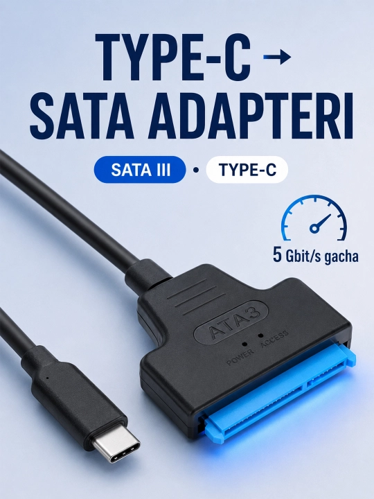 Адаптер USB 3.0 / Type-C — SATA III для 2.5" HDD и SSD, до 5 Гбит/с - 