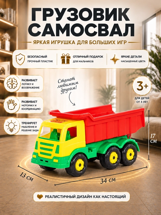 Игрушечные машины, кран, самосвал и экскаватор для детей, Kolobok Toys - 