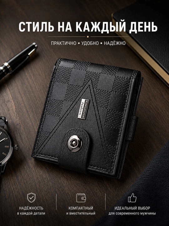 Мужской кошелек для карт и наличных, компактное классическое портмоне