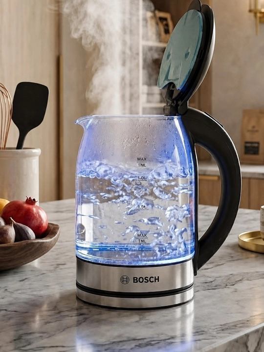 Elektr choynak BOSCH 1.8L, 1500W quvvatli, LED yoritgichli zamonaviy choynak