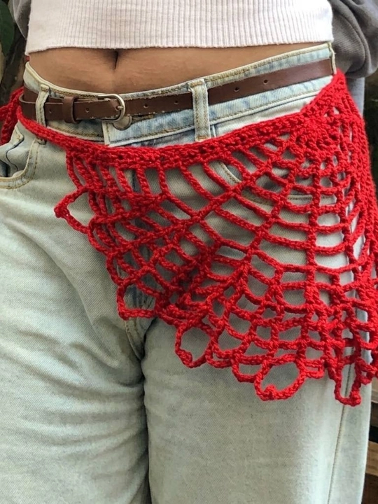 Spider-Man bandanasi - Pinterest uslubidagi qizil to‘qilgan jimjimador bandana