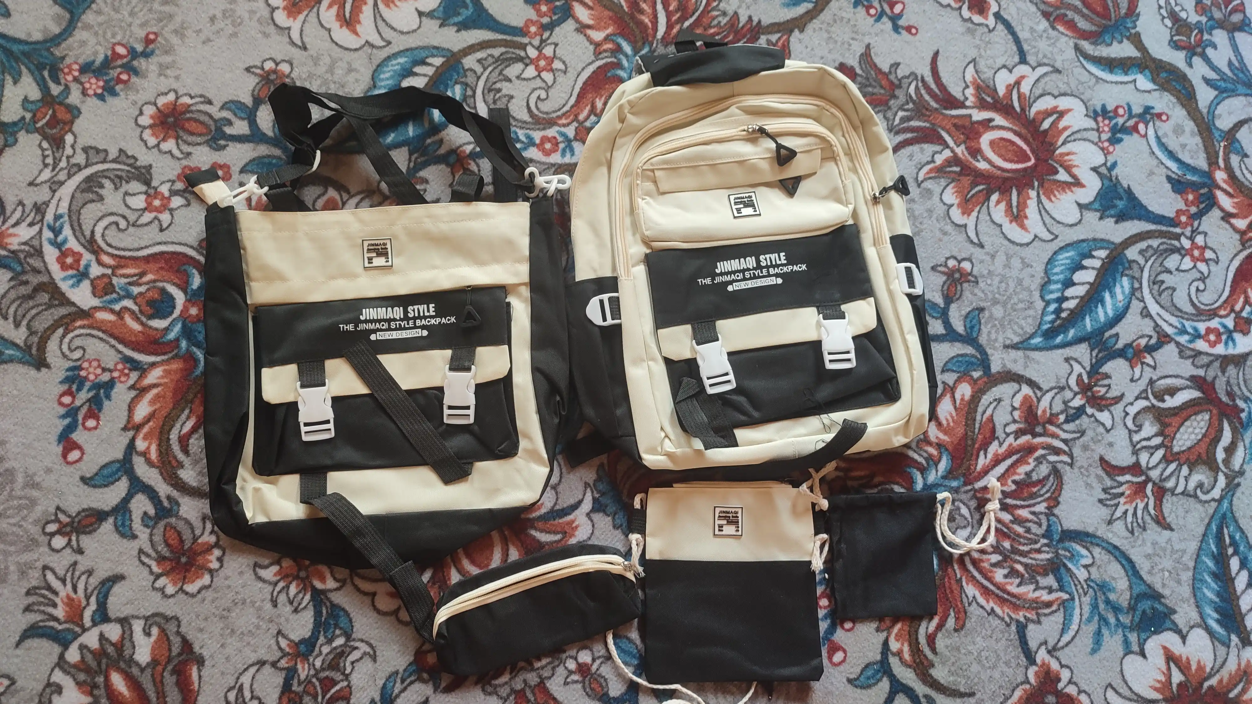 Keng ryukzak, 5 tasi 1ta maktab to'plami: ryukzak, qalam qutisi, kosmetik sumka