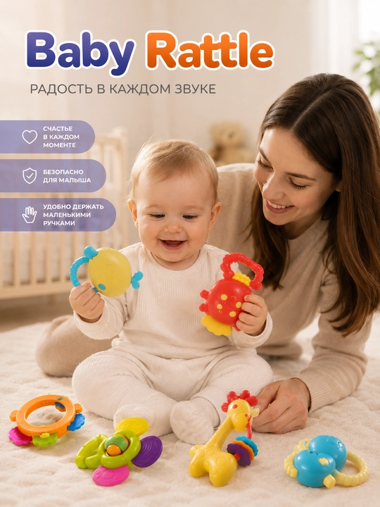 Набор погремушек для малышей, развивающие игрушки и прорезыватели