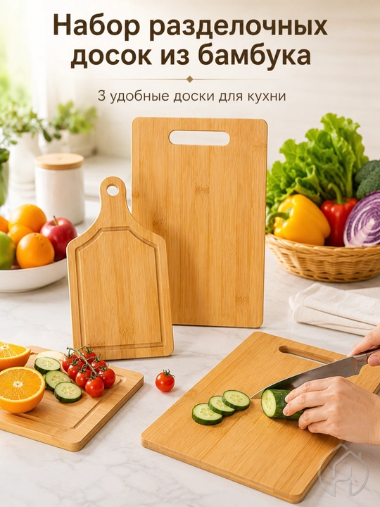 Набор деревянных разделочных досок для кухни – 3 шт. (двусторонние)  DB-13-31