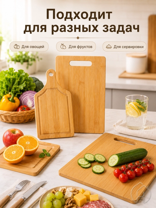 Набор деревянных разделочных досок для кухни – 3 шт. (двусторонние)  DB-13-31