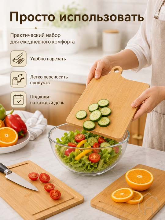 Набор деревянных разделочных досок для кухни – 3 шт. (двусторонние)  DB-13-31