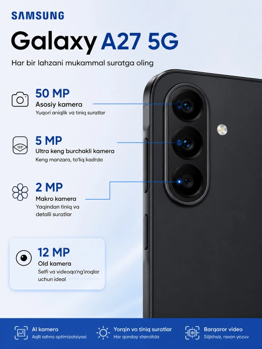 Galaxy A27 6/128 GB 5G Почувствуйте скорость будущего уже сегодня
