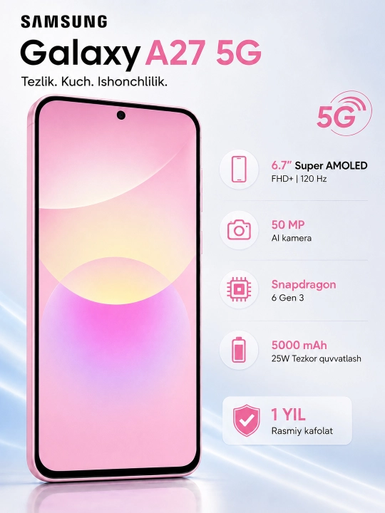 Galaxy A27 6/128 GB 5G Почувствуйте скорость будущего уже сегодня