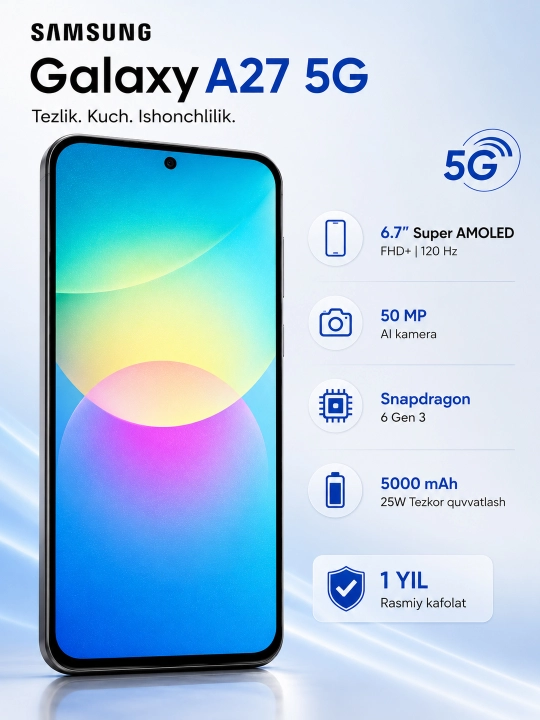 Galaxy A27 6/128 GB 5G Почувствуйте скорость будущего уже сегодня