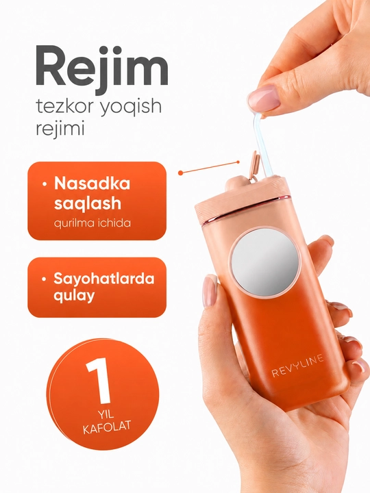 Portativ tish irrigatori Revyline RL 430, buklanadigan, 3 rejim, IPX7, Type-C