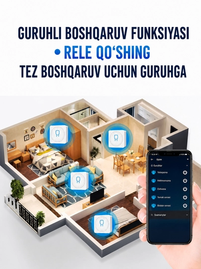 Tuya Wi-Fi 16A aqlli mini rele, taymer va Smart Life orqali boshqaruv