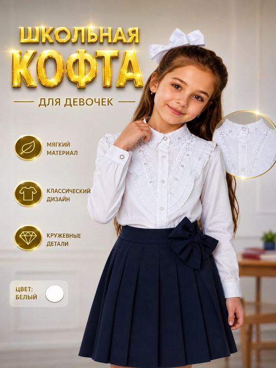 Qizlar uchun maktab formasi, qizlar uchun oq ko‘ylaklar - 