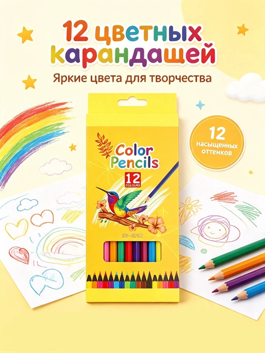 Talabalar chizish va eskiz chizish uchun ijodiy 12 rangli multfilm qalamlari - 