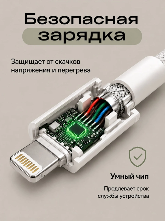 Кабель для iPhone 20W — быстрая зарядка, Type-C to Lightning, зарядный кабель для iPhone