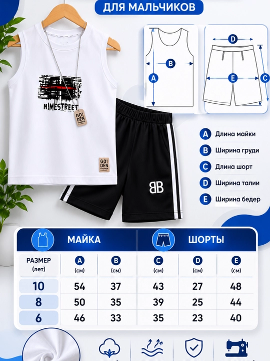 O‘g‘il bola uchun sport to‘plami, mayka, shortik, yozgi bolalar kiyim-kechagi