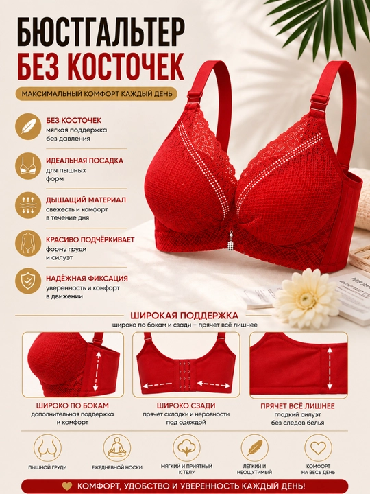 Ayollar byustgalteri, karkassiz, katta o‘lcham, to‘rli - 
