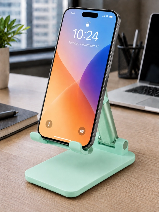 Telefon va planshet uchun universal buklanadigan, sozlanadigan stol usti ushlagich