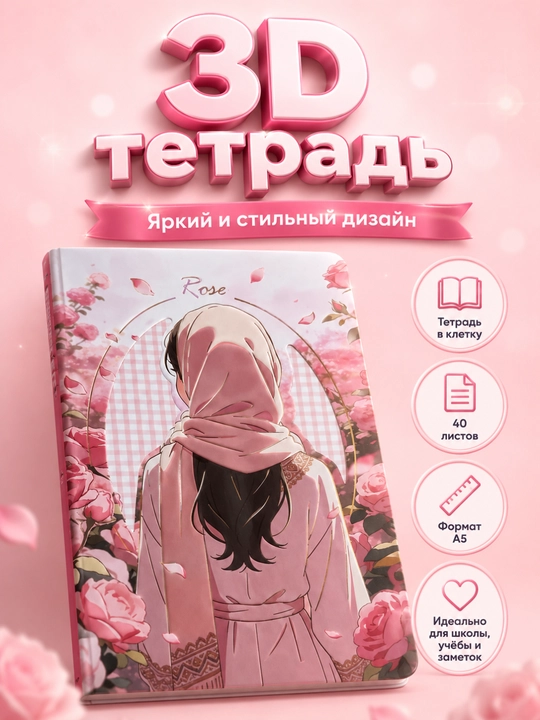 Тетрадь в клетку A5 – стильная школьная тетрадь, для учебы, школы и офиса - 
