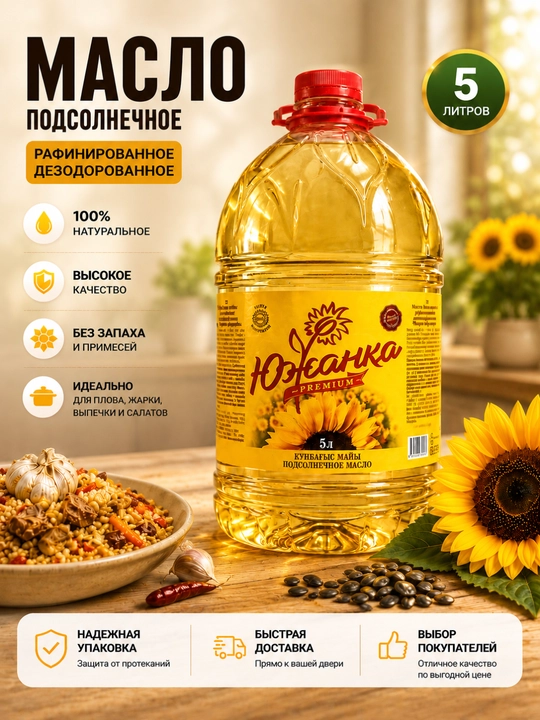 Yujanka kungaboqar yog‘i, 5 litr, 5x3 dona - 