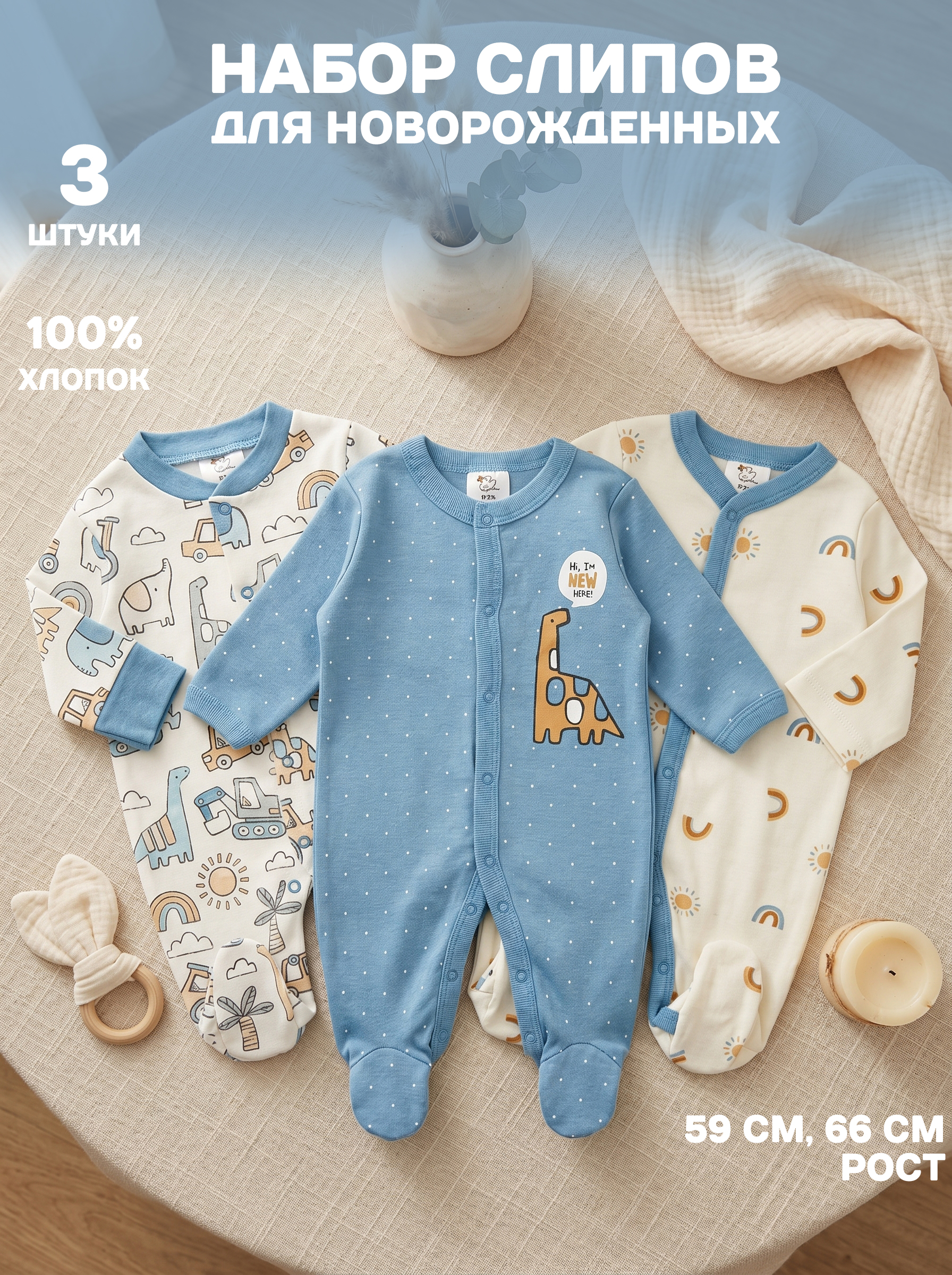 Одежда для новорожденных, комбинезоны для малышей, 100% хлопок, слипы для новорожденных - 