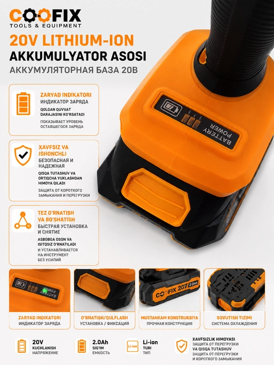 COOFIX | akkumulyatorli havo changyutgichi, havo changyutgichi 20V elektr havo puflagichi