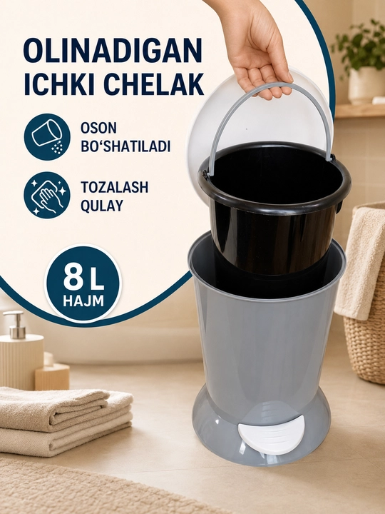 Uy va ofis uchun metall va plastikdan yasalgan chiqindi chelagi