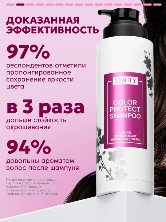 Шампунь для волос Semily,безсульфатный, с кератином, для блонда, оттеночный для окрашенных