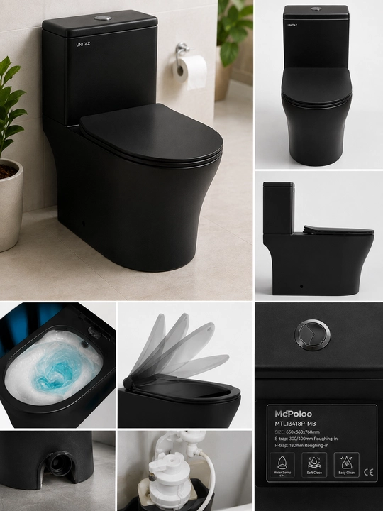 Унитаз McPoloo MTL13418P-MB — чёрный напольный унитаз - 
