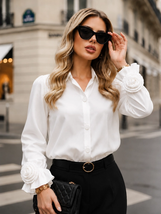 Женская рубашка DEGO — элегантная, стильная, с длинным рукавом, нарядный стиль, 44–58