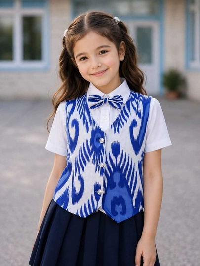 O`g`il bolalar va qiz bolalar uchun milliy Adras jilet, Adras nimcha, jaket - 7 -15 yosh - 