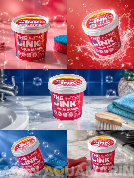 Чистящая паста, THE PINK, AQUA MARIN, универсальное средство для удаления пятен, 400 грамм