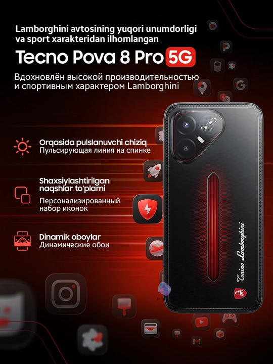 Игровой смартфон TECNO POVA 8/ телефон Tecno Pova 8 Pro, 5G, 8/256 GB