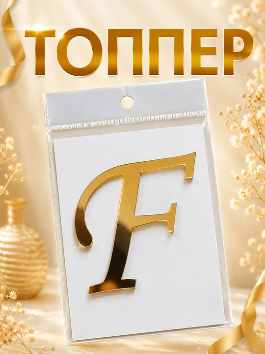 Topper «Harf» tort, bayram va dekor uchun, akril, 8×8 sm - 