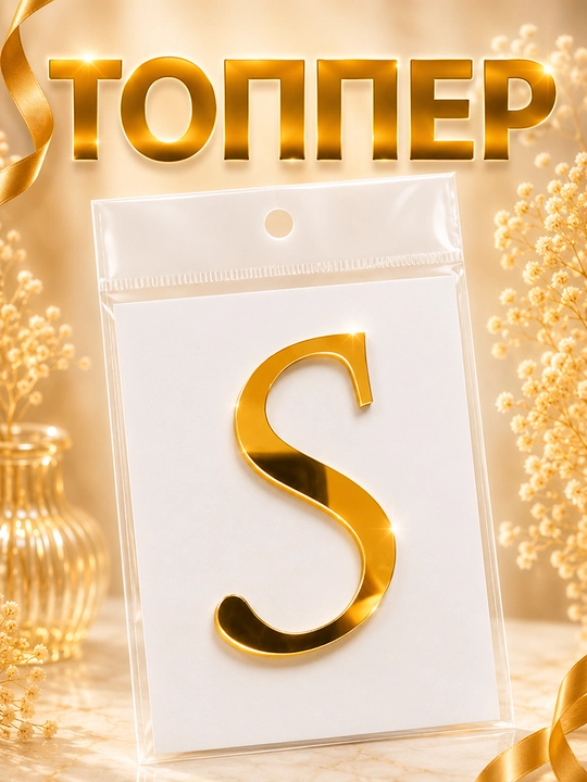 Topper «Harf» tort, bayram va dekor uchun, akril, 8×8 sm - 