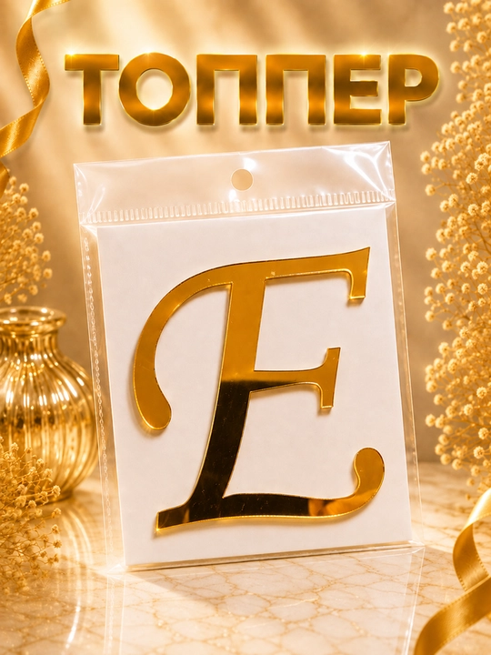 Topper «Harf» tort, bayram va dekor uchun, akril, 8×8 sm - 