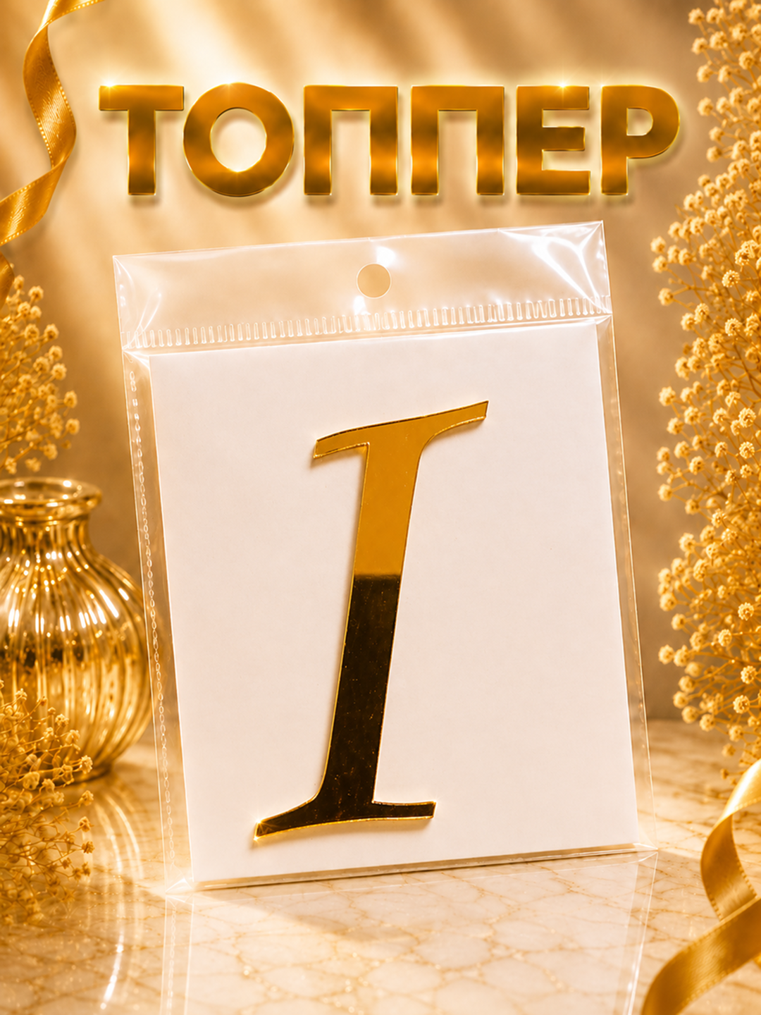 Topper «Harf» tort, bayram va dekor uchun, akril, 8×8 sm - 