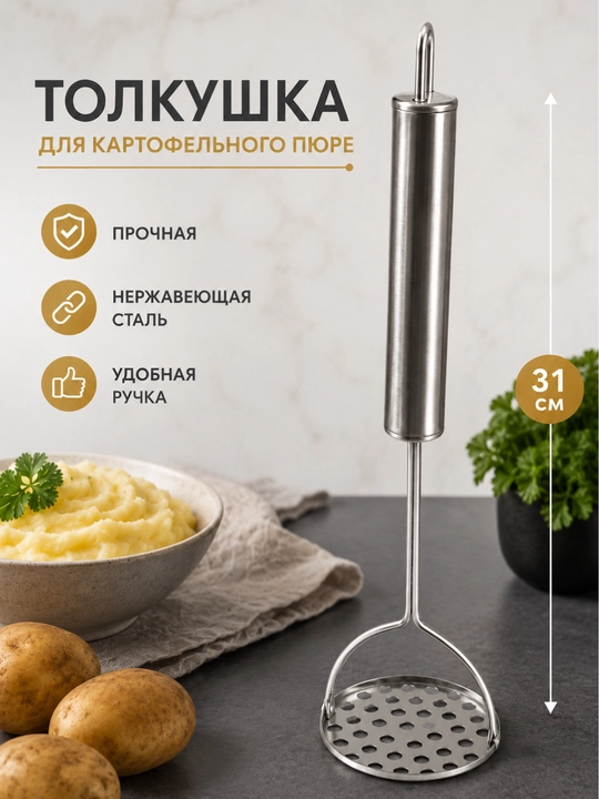 Kartoshka pyuresi va sabzavotlar uchun press-tolqushka, oshxona anjomi - 